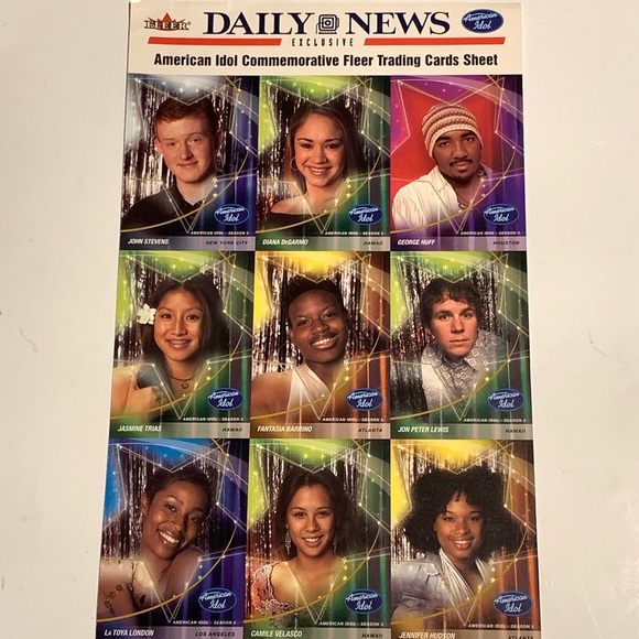 daily news American idol commemorative fleer trading cards sheet - Picture 4 of 12